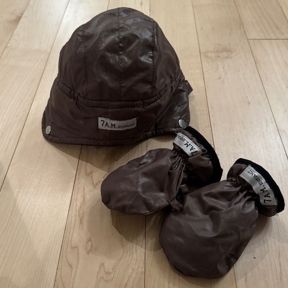 7am Enfant Winter Hat and Mitten Set / Medium 3-6 Months - Picture 1 of 5